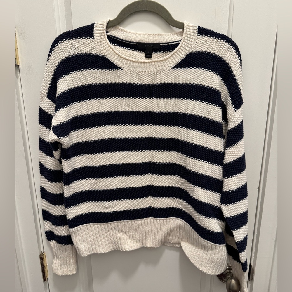 EUC J. Crew Navy and White Stripe Sweater